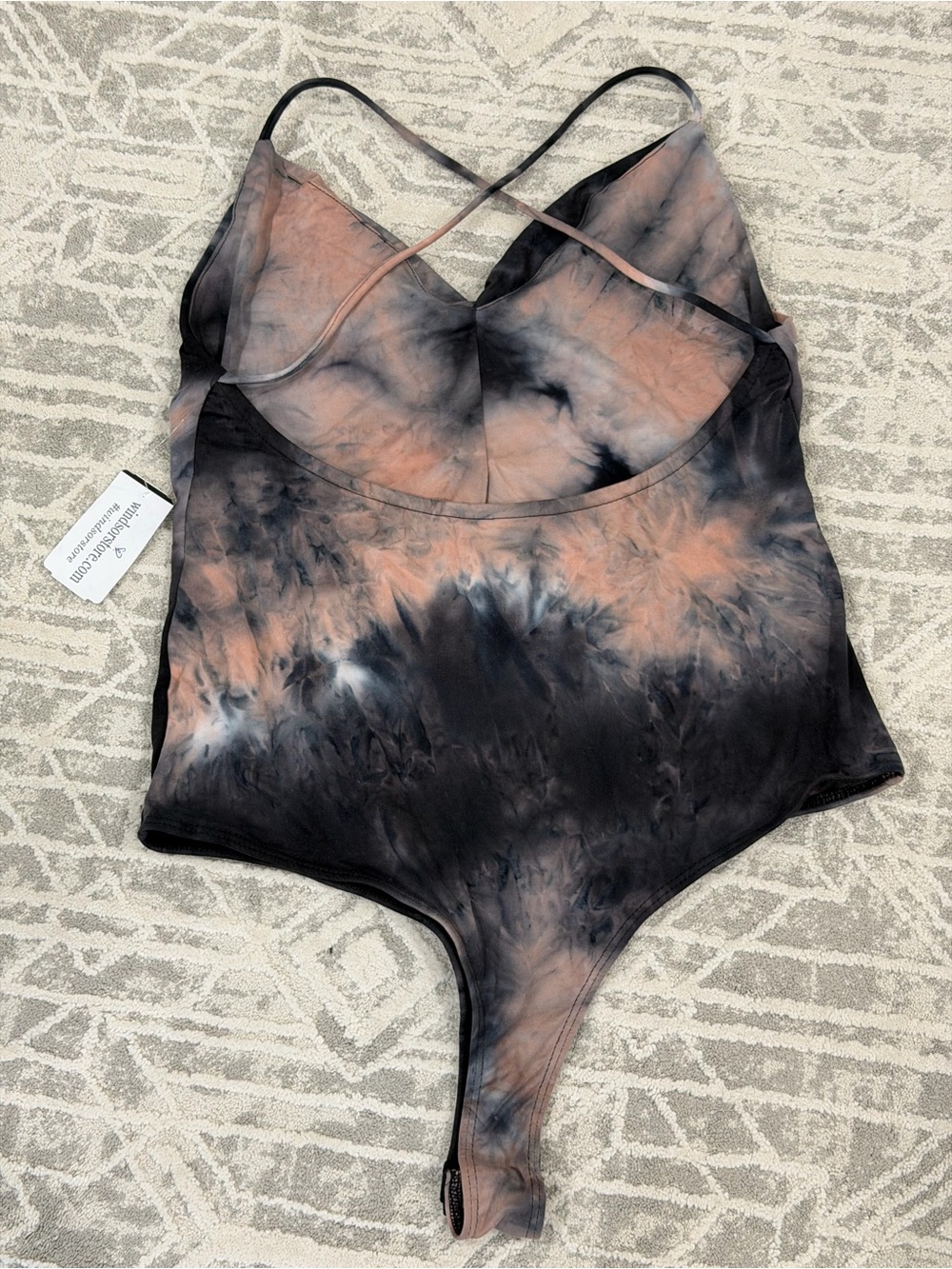 Women’s Tie-Dye Black & Peach Body Suit - Picture 3 of 3